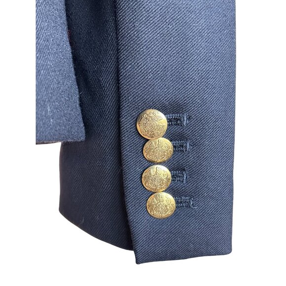 J. Crew Original Schoolboy Blazer Size 2 Fitted Gold Embossed Buttons Stripe Lin - Picture 7 of 10